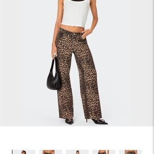 Chic Leopard Print Flared Trousers